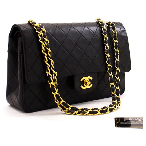 black chanel bag with black chain|black chanel leather shoulder bag.